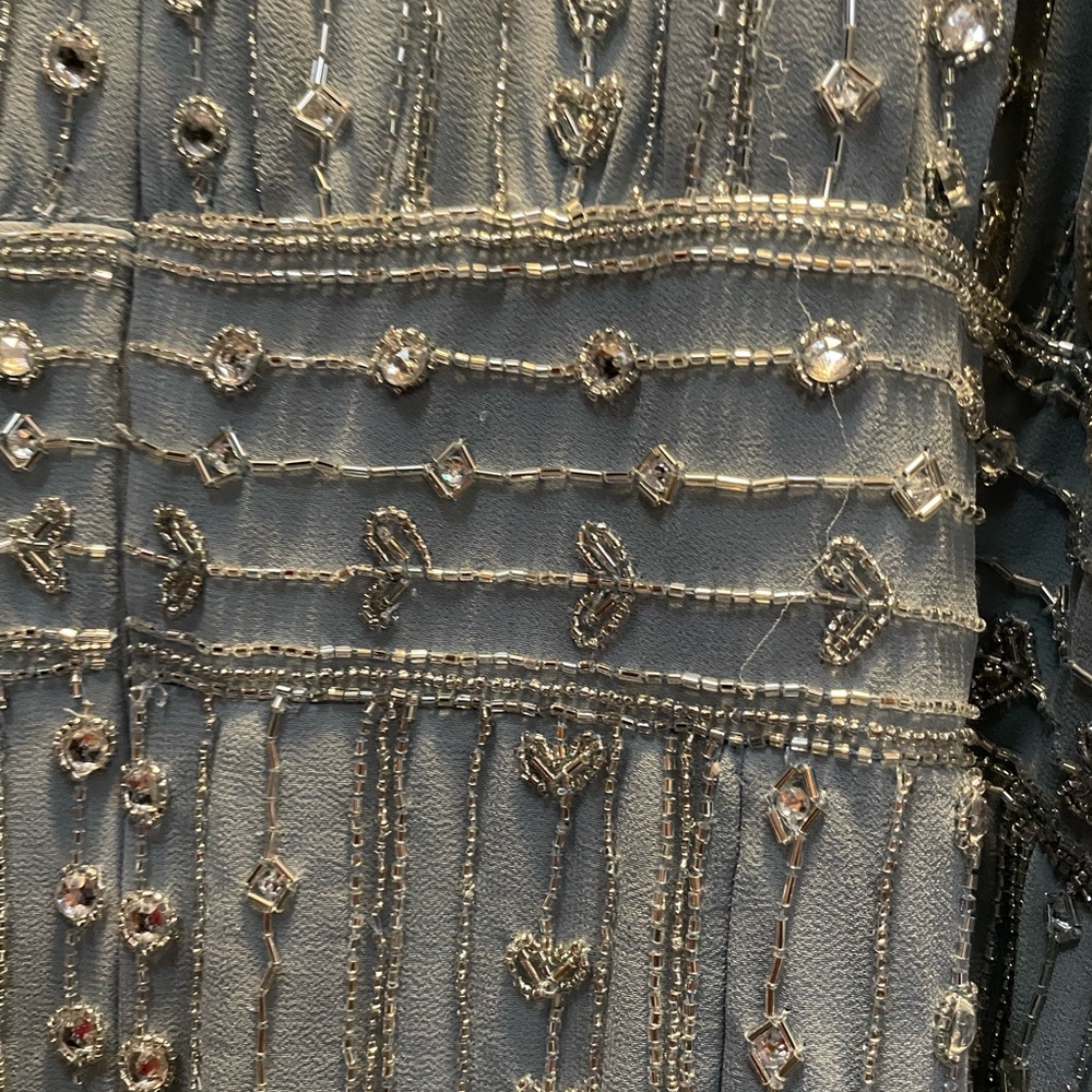 Mac Dugan elegant, short sleeved hand beaded baby blue